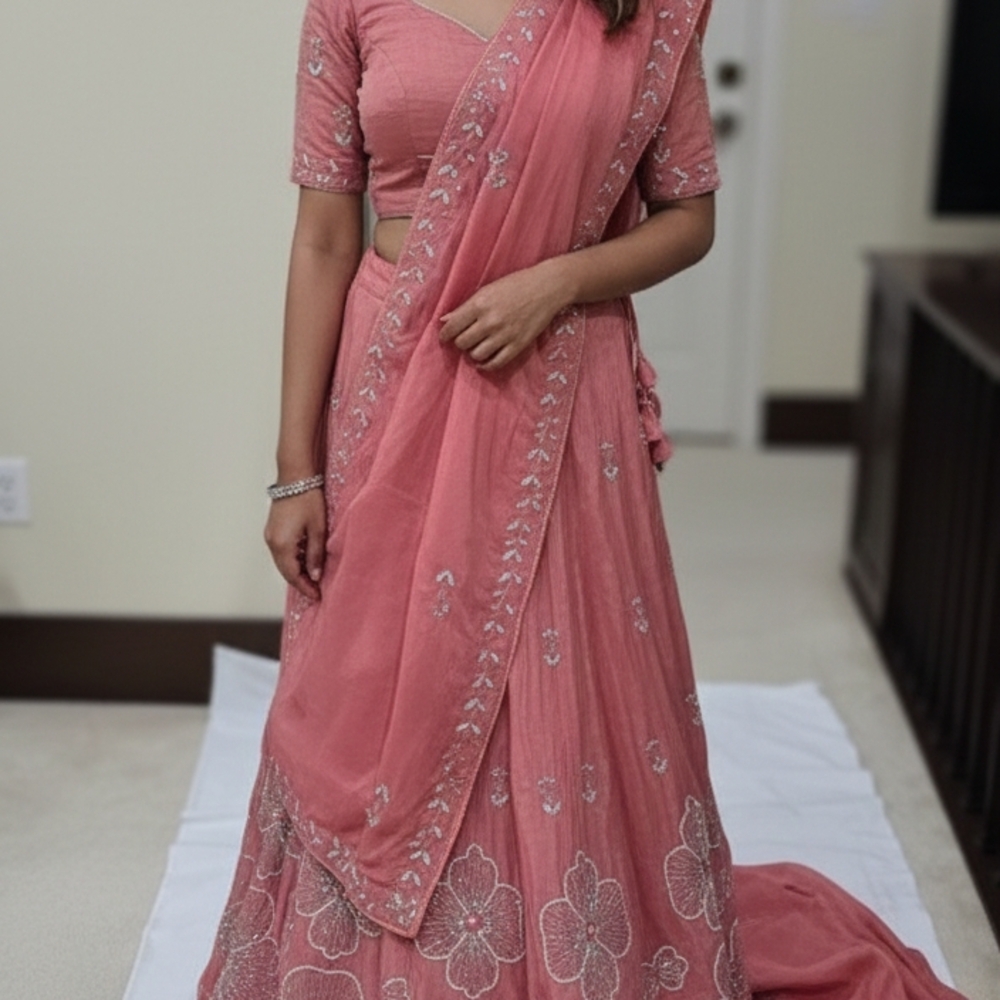 Elegant Pink Embroidered Lehenga Choli